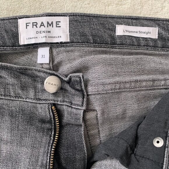 Frame Denim Jeans L'Homme Straight Badlands Charcoal Grey Denim - Picture 5 of 13